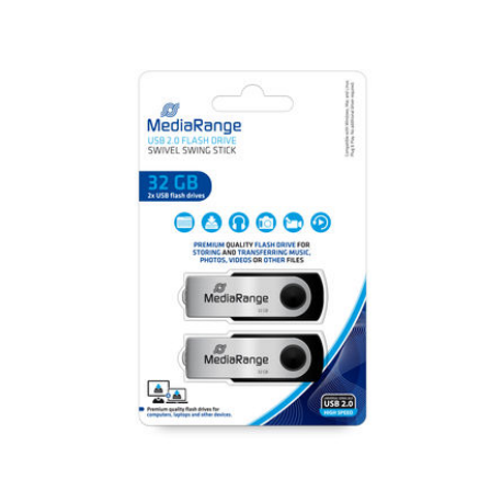 MediaRange MR911-2 - USB flash drive - 32 GB - USB 2.0 - black, silver - 0
