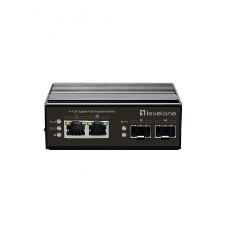 LevelOne IGP-0431 - Switch - unmanaged - 2 x 10 / 100 / 1000 (PoE) + 2 x Gigabit SFP - DIN rail mountable - PoE - DC power - 0