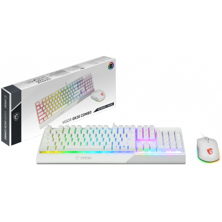 MSI Vigor GK30 combo - Keyboard and mouse set - backlit - USB - German - white - 4