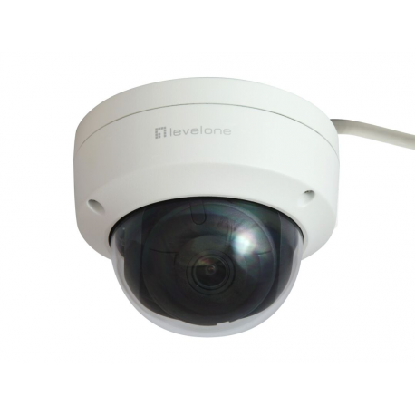 LevelOne GEMINI series FCS-3403 - Network surveillance camera - dome - outdoor - vandal  /  weatherproof - colour (Day&Night) - 4 MP - 1920 x 1080 - M12 mount - fixed focal - audio - LAN 10 / 100 - MJPEG, H.264, H.265 - DC 12 V  /  PoE - 2