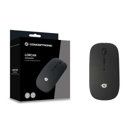 Conceptronic LORCAN - Mouse - ergonomic - right and left-handed - 4 buttons - wireless - Bluetooth 3.0 - black - 3