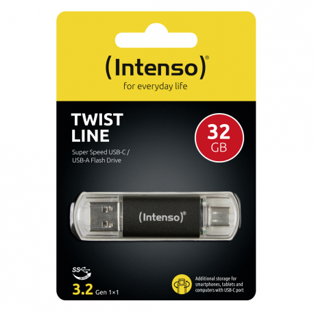 Intenso Twist Line - USB flash drive - 32 GB - USB 3.2 Gen 1  /  USB-C - anthracite - 2