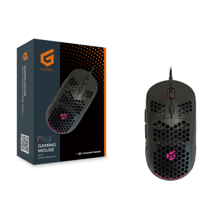 Conceptronic DJEBBEL04B 6D - Mouse - honeycomb shell - right-handed - optical - 6 buttons - wired - USB 2.0 - black - 1