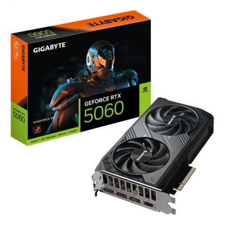 Gigabyte GeForce RTX 5060 WINDFORCE 8G - Graphics card - GeForce RTX 5060 - 8 GB GDDR7 - PCI Express 5.0 - 3 x DisplayPort, HDMI - 0