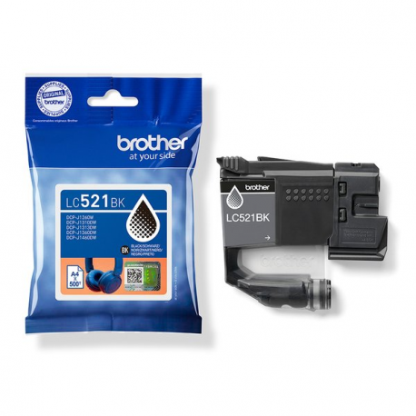 Brother LC521BK - Black - original - pillow pack - ink cartridge - for Brother DCP-J1260W, DCP-J1310DW - 1