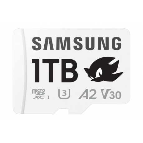 Samsung PRO Plus MB-MD1T0SA - Sonic the Hedgehog flash memory card (microSDXC to SD adapter included) - 1 TB - A2 / Video Class V30 / UHS-I U3 - microSDXC UHS-I - white - 0