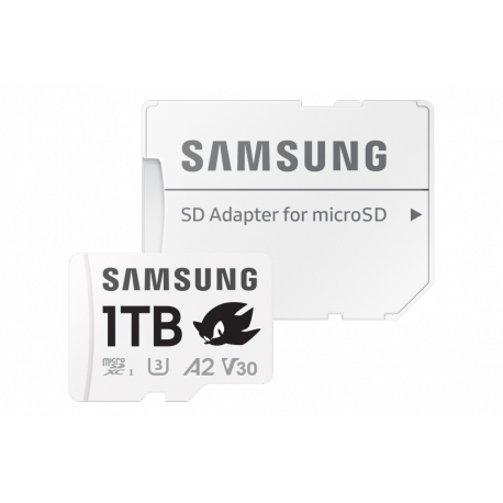 Samsung PRO Plus MB-MD1T0SA - Sonic the Hedgehog flash memory card (microSDXC to SD adapter included) - 1 TB - A2 / Video Class V30 / UHS-I U3 - microSDXC UHS-I - white - 3