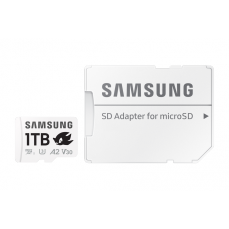Samsung PRO Plus MB-MD1T0SA - Sonic the Hedgehog flash memory card (microSDXC to SD adapter included) - 1 TB - A2 / Video Class V30 / UHS-I U3 - microSDXC UHS-I - white - 5