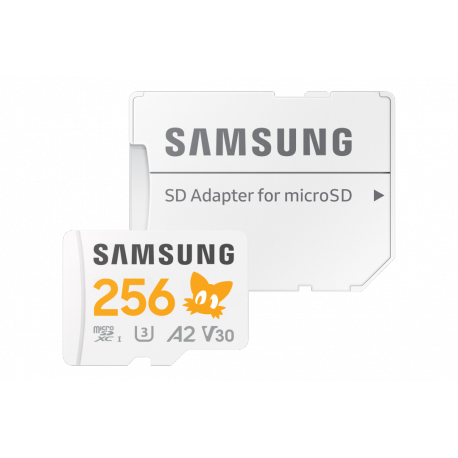 Samsung PRO Plus MB-MD256SA - Sonic the Hedgehog flash memory card (microSDXC to SD adapter included) - 256 GB - A2 / Video Class V30 / UHS-I U3 - microSDXC UHS-I - white - 3