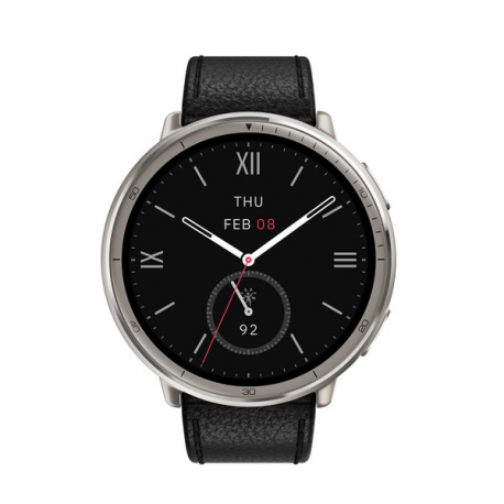 Amazfit Active 2 - Premium Version - smart watch with strap - leather - black - wrist size: 150-210 mm - display 1.32" - Bluetooth, NFC - 31.65 g - 0