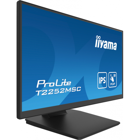 iiyama ProLite T2252MSC-B2AG - LED monitor - 22" (21.5" viewable) - touchscreen - 1920 x 1080 Full HD (1080p) @ 60 Hz - IPS - 250 cd/m² - 1000:1 - 5 ms - HDMI, DisplayPort - speakers - black, matte finish - 2