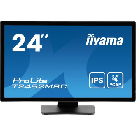 iiyama ProLite T2452MSC-B1AG - LED monitor - 24" (23.8" viewable) - touchscreen - 1920 x 1080 Full HD (1080p) - IPS - 400 cd / m² - 1000:1 - 14 ms - HDMI, DisplayPort - speakers - matte black - 0