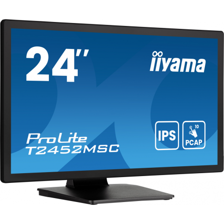 iiyama ProLite T2452MSC-B1AG - LED monitor - 24" (23.8" viewable) - touchscreen - 1920 x 1080 Full HD (1080p) - IPS - 400 cd / m² - 1000:1 - 14 ms - HDMI, DisplayPort - speakers - matte black - 2