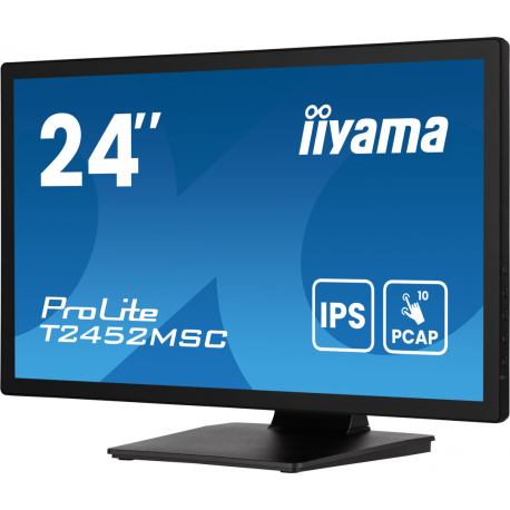 iiyama ProLite T2452MSC-B1AG - LED monitor - 24" (23.8" viewable) - touchscreen - 1920 x 1080 Full HD (1080p) - IPS - 400 cd / m² - 1000:1 - 14 ms - HDMI, DisplayPort - speakers - matte black - 4