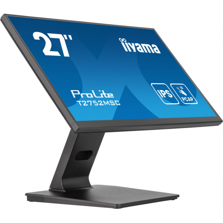 iiyama ProLite T2752MSC-B1AG - LED monitor - 27" - touchscreen - 1920 x 1080 Full HD (1080p) @ 60 Hz - IPS - 400 cd/m² - 1000:1 - 5 ms - HDMI, DisplayPort - speakers - black, matte - 1