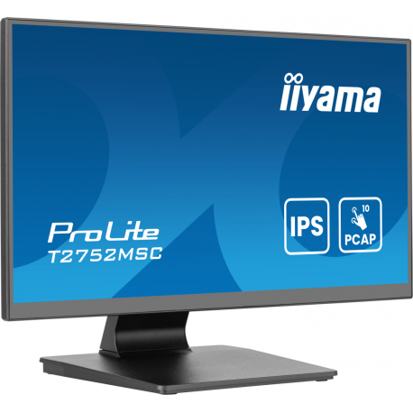 iiyama ProLite T2752MSC-B1AG - LED monitor - 27" - touchscreen - 1920 x 1080 Full HD (1080p) @ 60 Hz - IPS - 400 cd/m² - 1000:1 - 5 ms - HDMI, DisplayPort - speakers - black, matte - 3