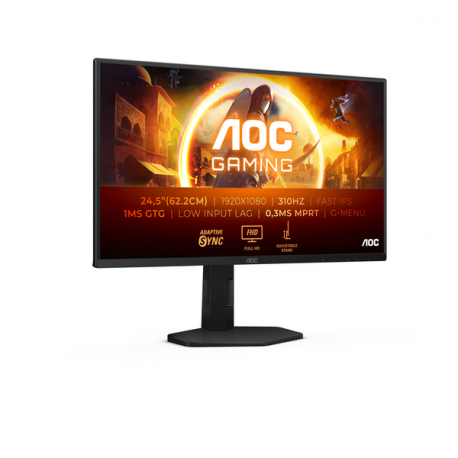 AOC Gaming 25G4SXU - LED monitor - gaming - 25" (24.5" viewable) - 1920 x 1080 Full HD (1080p) @ 310 Hz - Fast IPS - 400 cd / m² - 1000:1 - DisplayHDR 400 - 0.3 ms - 2xHDMI, DisplayPort - grey, black - 1