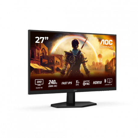 AOC Gaming Q27G42ZE - LED monitor - gaming - 27" - 2560 x 1440 QHD @ 240 Hz - Fast IPS - 300 cd / m² - HDR10 - 0.3 ms - HDMI, DisplayPort - 14