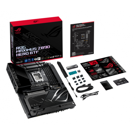 ASUS ROG MAXIMUS Z890 HERO BTF - Motherboard - ATX - LGA1851 Socket - Z890 Chipset - USB4, USB 3.2 Gen 1, USB-C 3.2 Gen2, USB 3.2 Gen 2 - Wi-Fi 7, Bluetooth, 5 Gigabit Ethernet - onboard graphics (CPU required) - HD Audio (8-channel) - 10