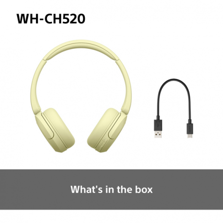Sony WH-CH520 - Headphones with mic - on-ear - Bluetooth - wireless - yellow - 2
