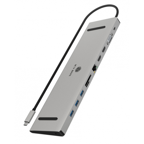 ICY BOX IB-DK2106a-CPD - Docking station - USB-C / Thunderbolt 3 - 2 x HDMI, VGA - 1GbE - 0