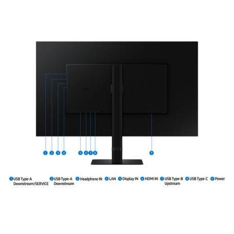 Samsung ViewFinity S8 S32D800UBU - S80UD Series - LED monitor - USB - 32" - 3840 x 2160 UHD @ 60 Hz - IPS - 350 cd/m² - 1000:1 - HDR10 - 5 ms - HDMI, DisplayPort, USB-C - black - 11