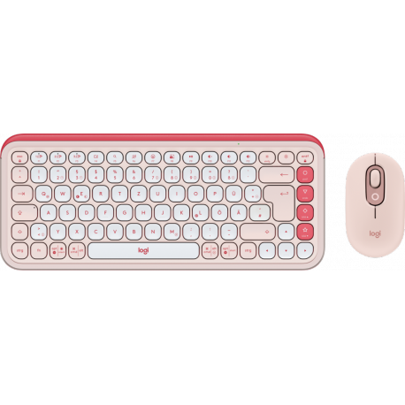 Logitech POP Icon Combo - Keyboard and mouse set - wireless - Bluetooth LE - QWERTZ - German - off-white, rose - 0