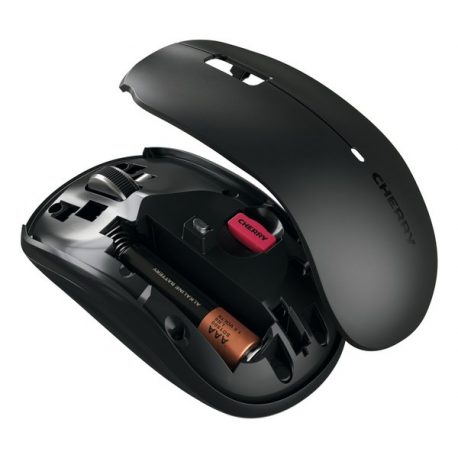 CHERRY MW 2200 - Mouse - ergonomic - right and left-handed - optical - 3 buttons - wireless - 2.4 GHz - USB wireless receiver - black - 3