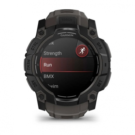 Garmin Instinct 3 AMOLED - 50 mm - black fibre-reinforced polymer - Yes smart watch with band - silicone - charcoal - display 1.3" - 4 GB - Bluetooth, ANT+ - 59 g - 1