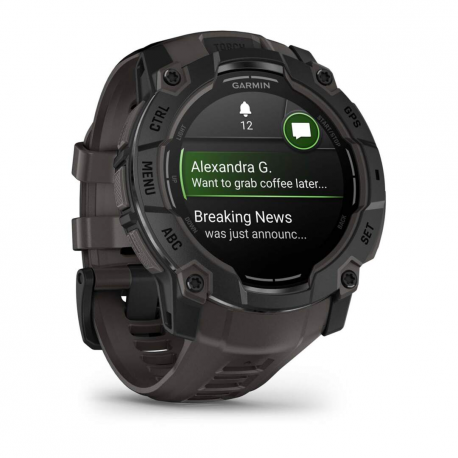 Garmin Instinct 3 AMOLED - 50 mm - black fibre-reinforced polymer - Yes smart watch with band - silicone - charcoal - display 1.3" - 4 GB - Bluetooth, ANT+ - 59 g - 6