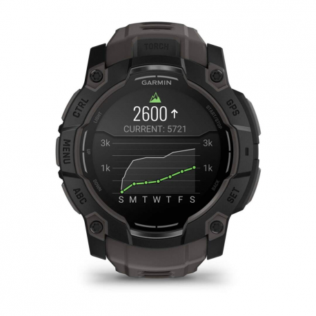 Garmin Instinct 3 AMOLED - 50 mm - black fibre-reinforced polymer - Yes smart watch with band - silicone - charcoal - display 1.3" - 4 GB - Bluetooth, ANT+ - 59 g - 12