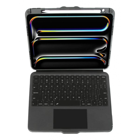 Targus Versavu - Keyboard and folio case - with trackpad - backlit - wireless - Bluetooth 5.0 - QWERTY - Nordic - black - 3