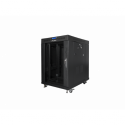 Lanberg FF01 series - Rack cabinet - 800 x 1000, flat pack, with glass door, LCD - with 6 cooling fans, LCD screen, thermostat - free-standing - black, RAL 9004 - 15U - 19"