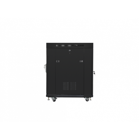 Lanberg FF01 series - Rack cabinet - 800 x 1000, flat pack, with glass door, LCD - with 6 cooling fans, LCD screen, thermostat - free-standing - black, RAL 9004 - 15U - 19" - 2