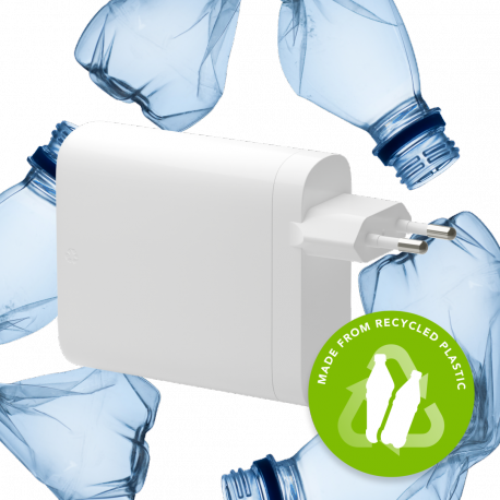 dbramante1928 re-charge - Power adapter - 140 Watt - Power Delivery 3.1 - 3 output connectors (24 pin USB-C, USB) - white - Europe - 1