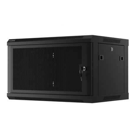 Lanberg - Rack cabinet - flat pack, with perforated door, 600x450 - wall mountable - black, RAL 9004 - 6U - 19" - 10