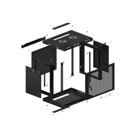 Lanberg WF01 Series - Rack cabinet - 600 x 450, with perforated door, flat pack - wall mountable - black, RAL 9004 - 9U - 19" - 10