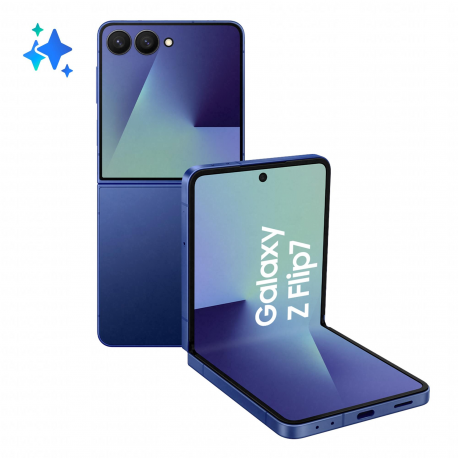 Samsung Galaxy Z Flip7 - 5G smartphone - dual-SIM - RAM 12 GB / Internal Memory 256 GB - OLED display - 6.9" - 2520 x 1080 pixels (120 Hz) - 2x rear cameras 50 MP, 12 MP - front camera 10 MP - blue shadow - 0