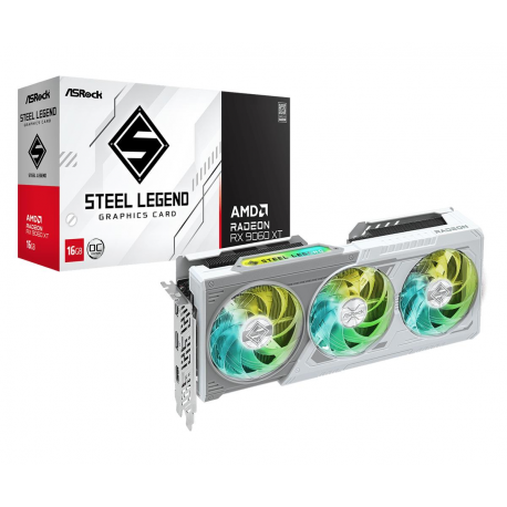 ASRock Steel Legend Radeon RX 9060 XT 16GB OC - Graphics card - Radeon RX 9060 XT - 16 GB GDDR6 - PCIe 5.0 x16 - HDMI, 2 x DisplayPort - 0