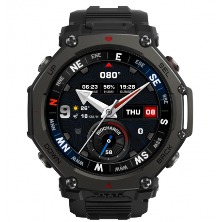Amazfit T-Rex 3 Pro - 48 mm - Yes smart watch with strap - silicone - wrist size: 145-210 mm - display 1.5" - Bluetooth, Wi-Fi, NFC - 52 g - tactical black - 0