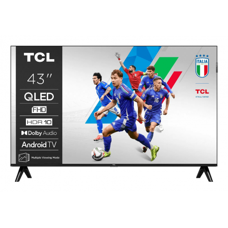 TCL 43V5C - 43" Diagonal Class (42.5" viewable) - V5C Series LED-backlit LCD TV - QLED - Smart TV - Android TV - 1080p 1920 x 1080 - HDR - brushed metal - 0