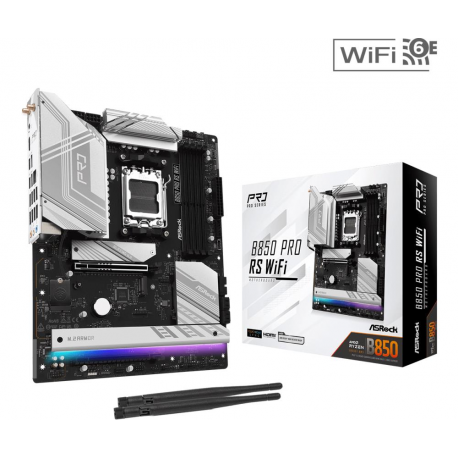 ASRock B850 Pro RS WiFI - Motherboard - ATX - Socket AM5 - AMD B850 Chipset - USB-C 3.2 Gen 2x2, USB-C 3.2 Gen 1, USB 3.2 Gen 1, USB-C 3.2 Gen2 - 2.5 Gigabit LAN, Wi-Fi 6E, Bluetooth - onboard graphics (CPU required) - HD Audio (8-channel) - 0
