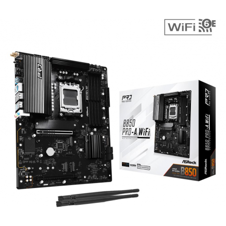 ASRock B850 Pro-A WiFi - Motherboard - ATX - Socket AM5 - AMD B850 Chipset - USB-C 3.2 Gen 2x2, USB-C 3.2 Gen 1, USB 3.2 Gen 1, USB-C 3.2 Gen2 - 2.5 Gigabit LAN, Wi-Fi 6E, Bluetooth - onboard graphics (CPU required) - HD Audio (8-channel) - 0
