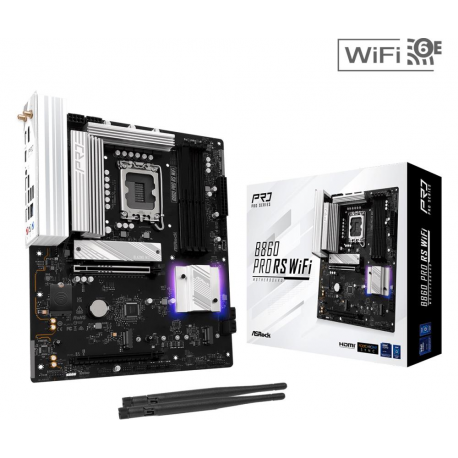 ASRock B860 Pro RS WiFi - Motherboard - ATX - LGA1851 Socket - B860 Chipset - USB-C 3.2 Gen 2x2, USB 3.2 Gen 1 - Wi-Fi 6E, Bluetooth, 2.5 Gigabit LAN - onboard graphics (CPU required) - HD Audio (8-channel) - 0