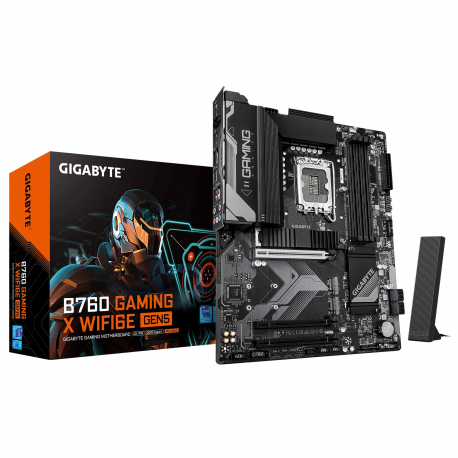 Gigabyte B760 GAMING X WIFI6E GEN5 - Motherboard - ATX - LGA1700 Socket - B760 Chipset - USB-C 3.2 Gen2, USB-C 3.2 Gen 1, USB 3.2 Gen 1, USB 3.2 Gen 2 - 2.5 Gigabit LAN - onboard graphics (CPU required) - HD Audio (8-channel) - 0