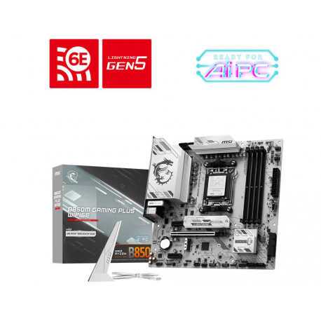 MSI B850M GAMING PLUS WIFI6E - Motherboard - micro ATX - Socket AM5 - AMD B850 Chipset - USB 3.2 Gen 2, USB-C 3.2 Gen2, USB 3.2 Gen 1 - 2.5 Gigabit LAN, Wi-Fi 6E, Bluetooth - onboard graphics (CPU required) - HD Audio (8-channel) - 0
