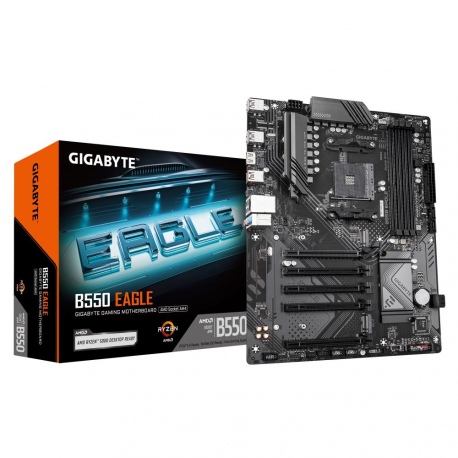 Gigabyte B550 EAGLE - Motherboard - ATX - Socket AM4 - AMD B550 Chipset - USB-C 3.2 Gen 1, USB 3.2 Gen 2, USB 3.2 Gen 1 - Gigabit LAN - onboard graphics (CPU required) - HD Audio (8-channel) - 0