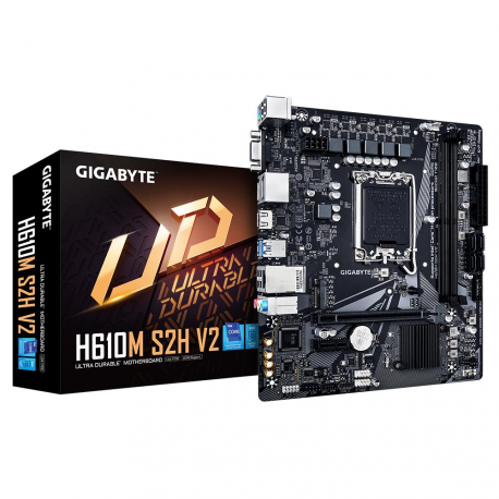 Gigabyte H610M S2H V2 - 1.0 - motherboard - micro ATX - LGA1700 Socket - H610 Chipset - USB 3.2 Gen 1 - Gigabit LAN - onboard graphics (CPU required) - HD Audio (8-channel) - 0