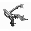 Gembird MA-DA3-02 - Mounting kit (desk mount) - adjustable arm - for monitor  /  notebook - plastic, aluminium, steel - screen size: up to 32" (monitor)  /  up to 15.6" (notebook)