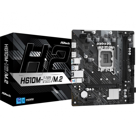 ASRock H610M-H2 / M.2 - Motherboard - micro ATX - LGA1700 Socket - H610 Chipset - USB 3.2 Gen 1 - Gigabit LAN - onboard graphics (CPU required) - HD Audio (8-channel) - 0